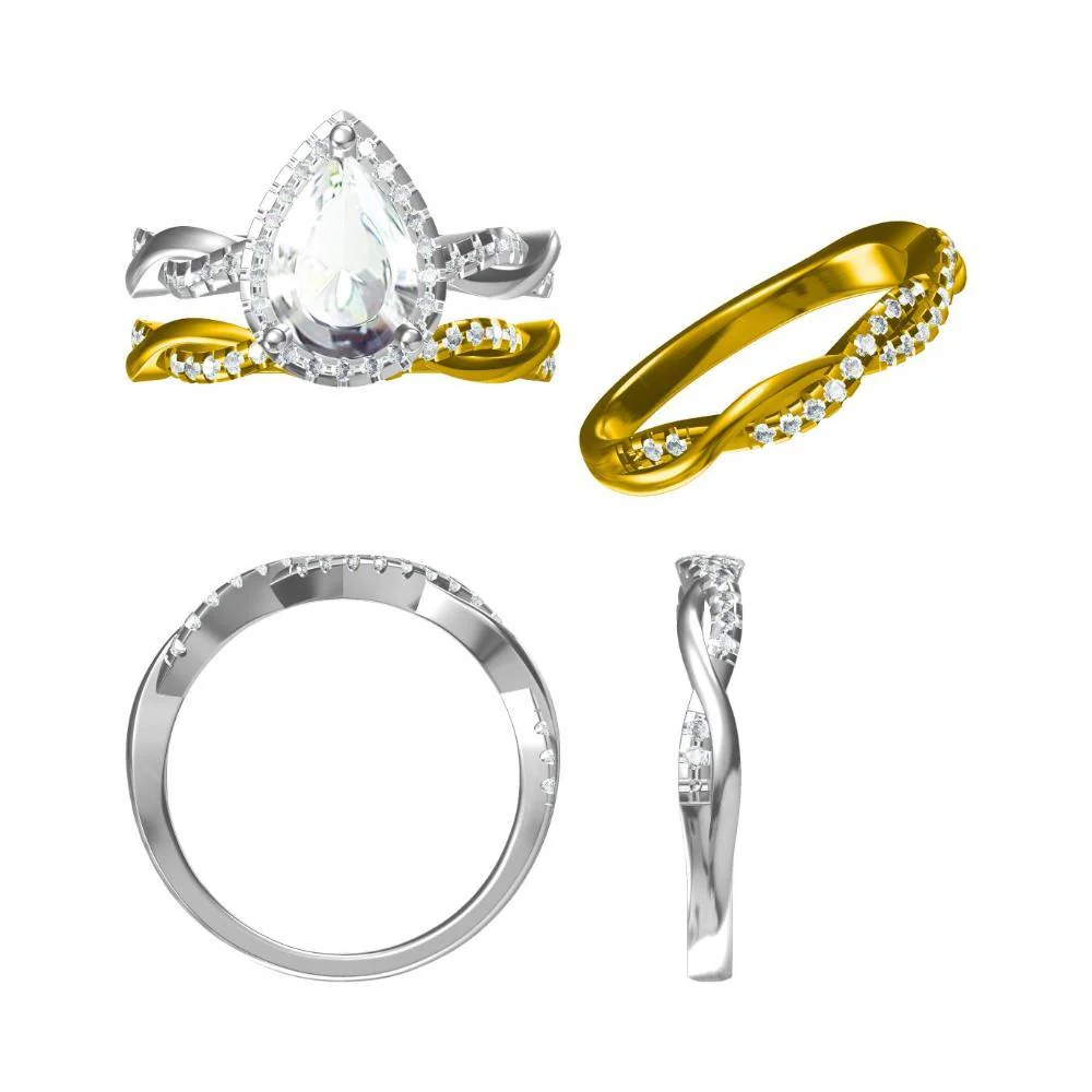 Swiss Blue Topaz Twisted Halo Engagement Ring - Image 10