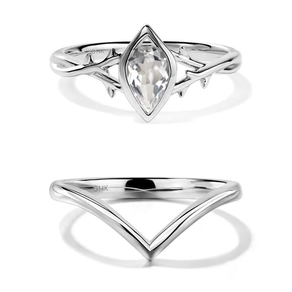 White Topaz Twig Bezel Set Ring - Image 13