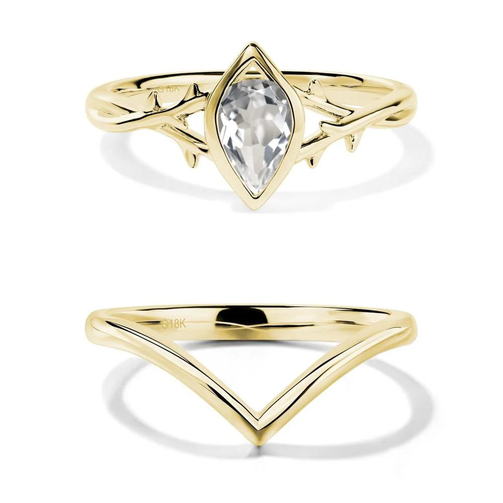 White Topaz Twig Bezel Set Ring - Image 21