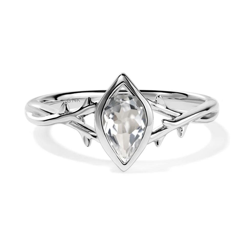 White Topaz Twig Bezel Set Ring - Image 6