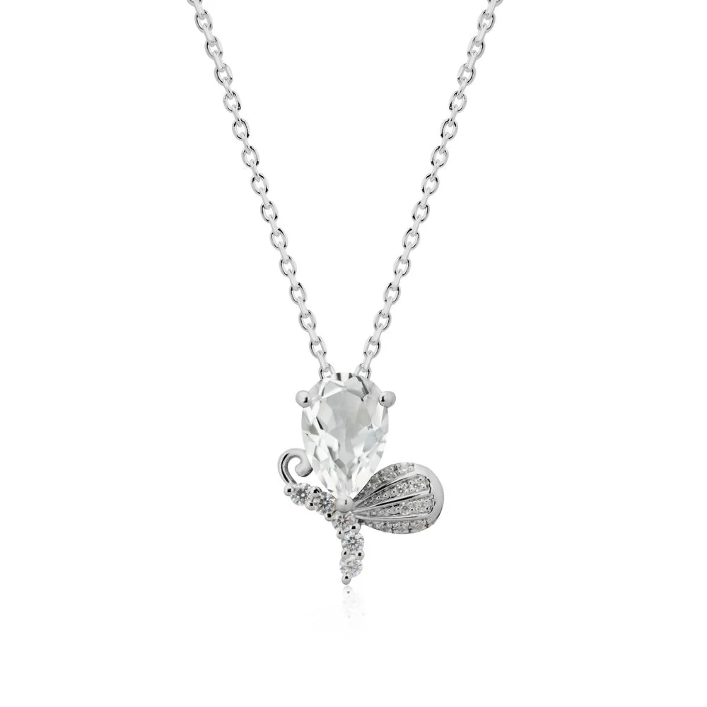 Pear Shaped White Topaz Butterfly Necklace - Image 8