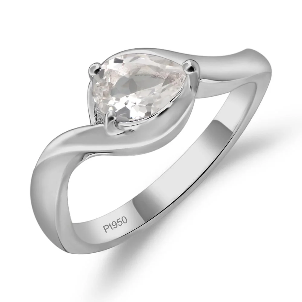 White Topaz Pear Solitaire Ring - Image 6
