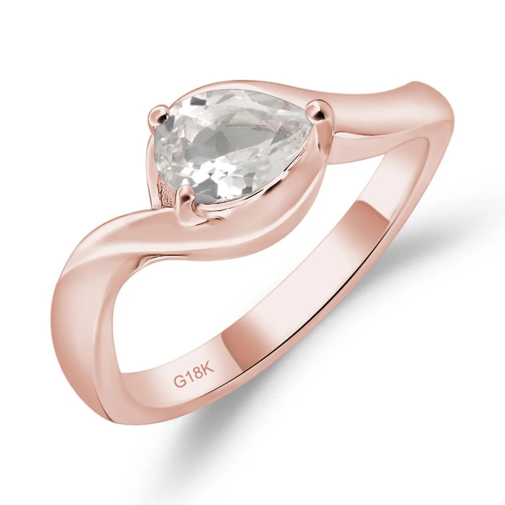 White Topaz Pear Solitaire Ring - Image 9