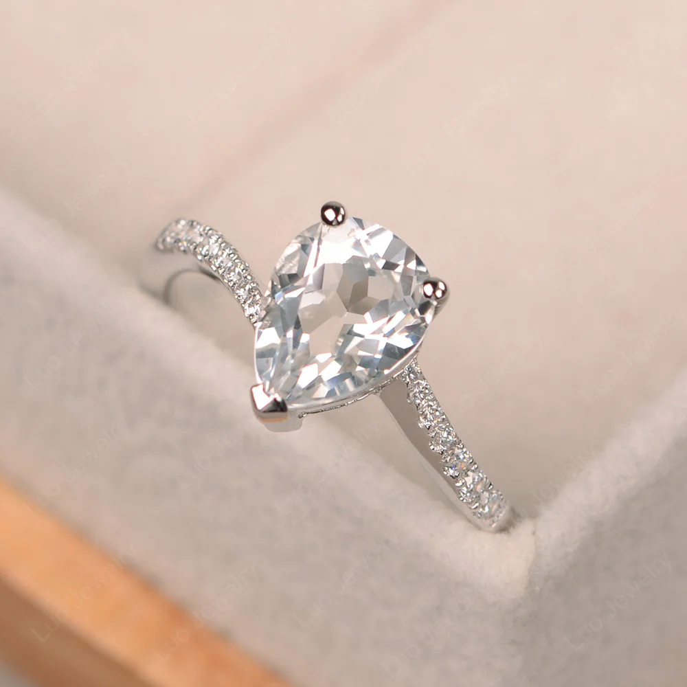 Pear Shaped White Topaz Bypass Ring - Image 2