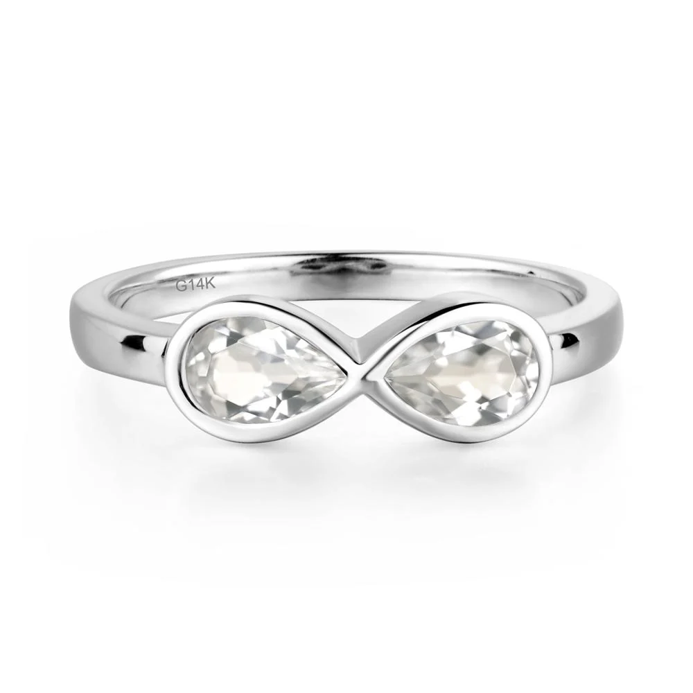 White Topaz Two Stone Engagement Ring - Image 4
