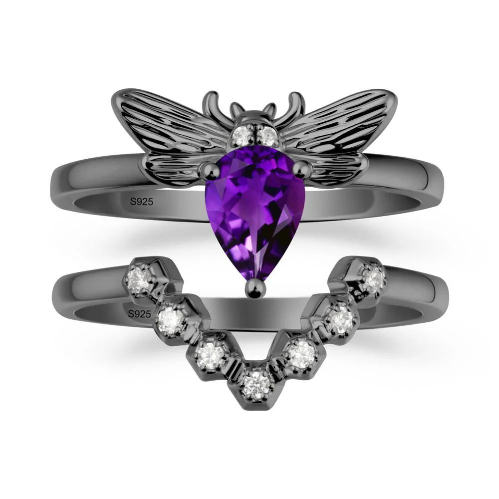 Pear Shapped Amethyst Bee Ring Set - Image 7
