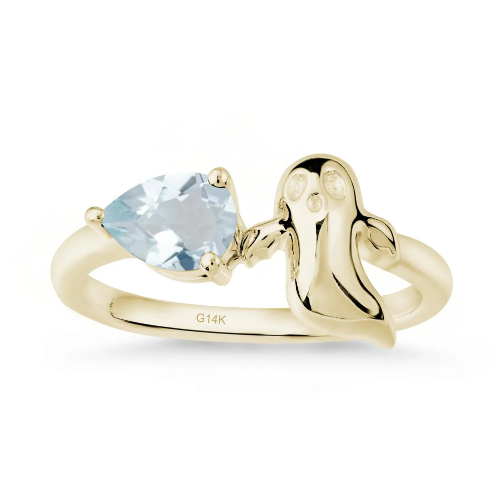 Pear Shapped Aquamarine Gothic Ring - Image 3