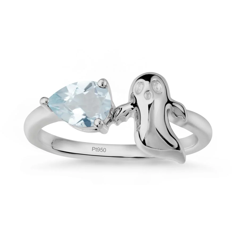 Pear Shapped Aquamarine Gothic Ring - Image 8