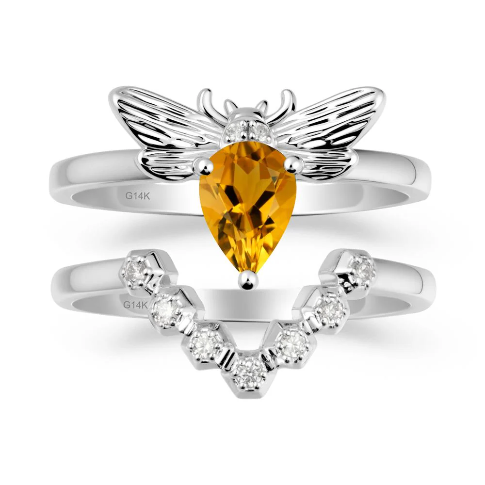 Pear Shapped Citrine Bee Ring Set - Image 2