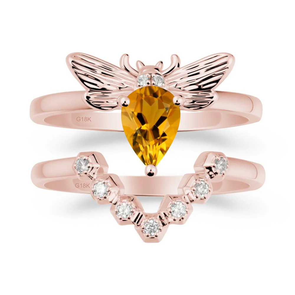 Pear Shapped Citrine Bee Ring Set - Image 4