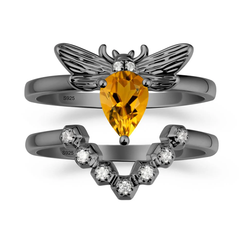 Pear Shapped Citrine Bee Ring Set - Image 7