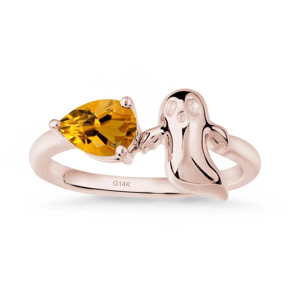 Pear Shapped Citrine Gothic Ring - Image 2