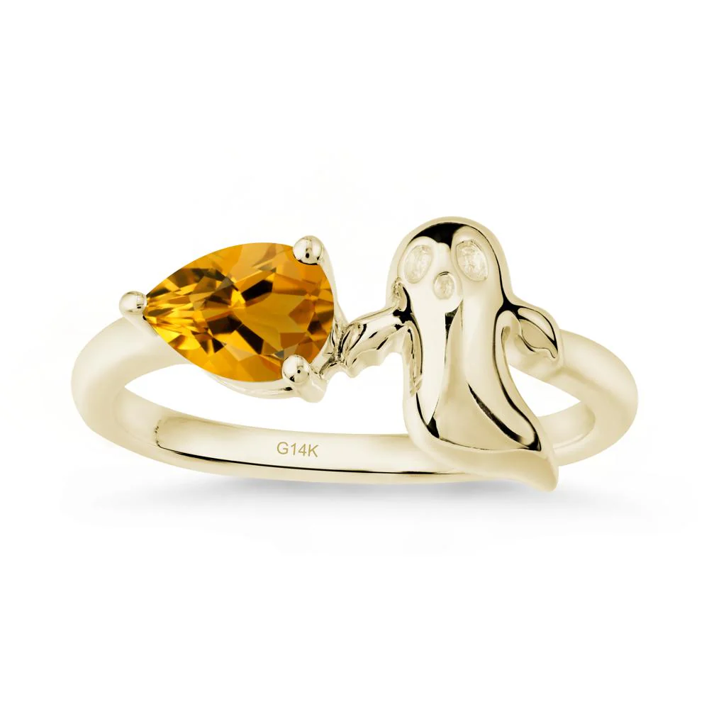 Pear Shapped Citrine Gothic Ring - Image 4