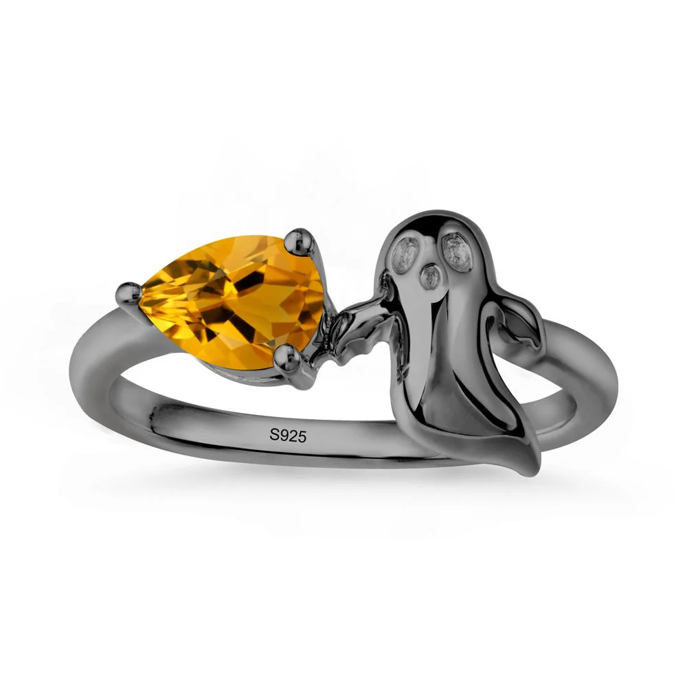 Pear Shapped Citrine Gothic Ring - Image 8