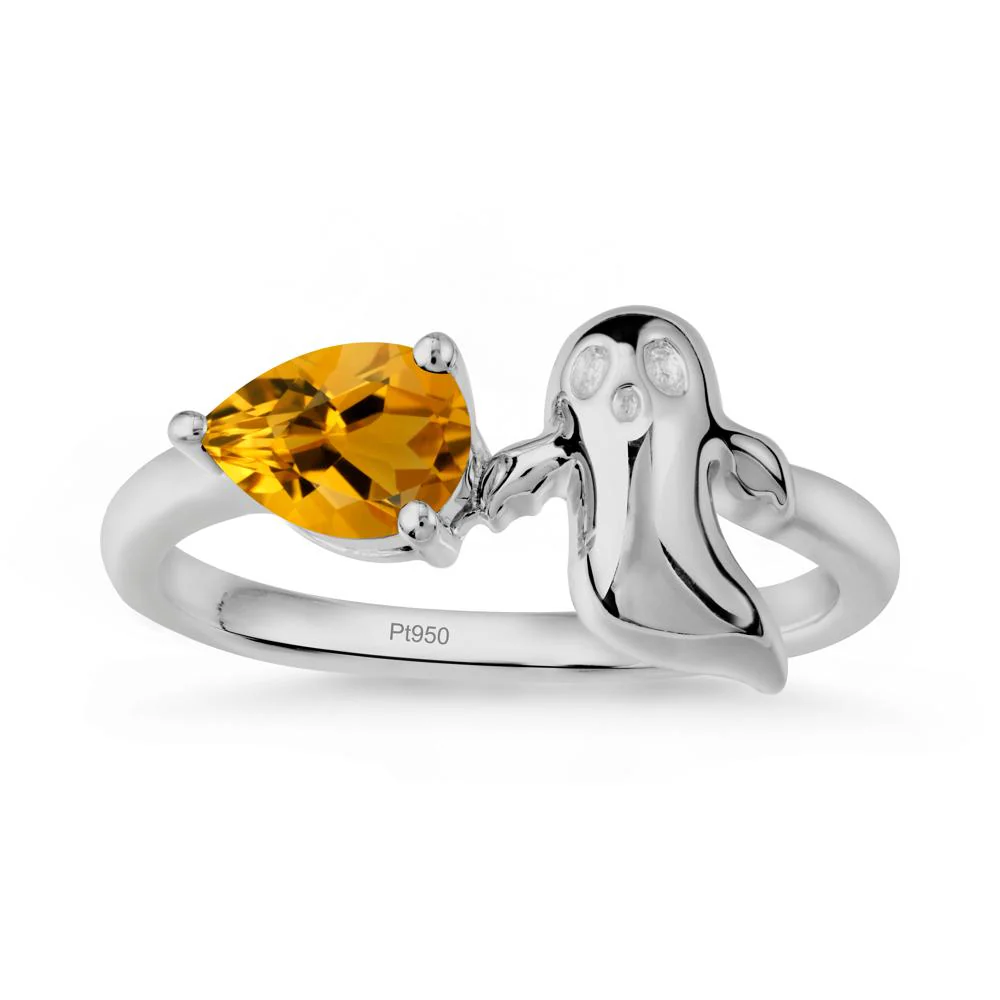 Pear Shapped Citrine Gothic Ring - Image 9