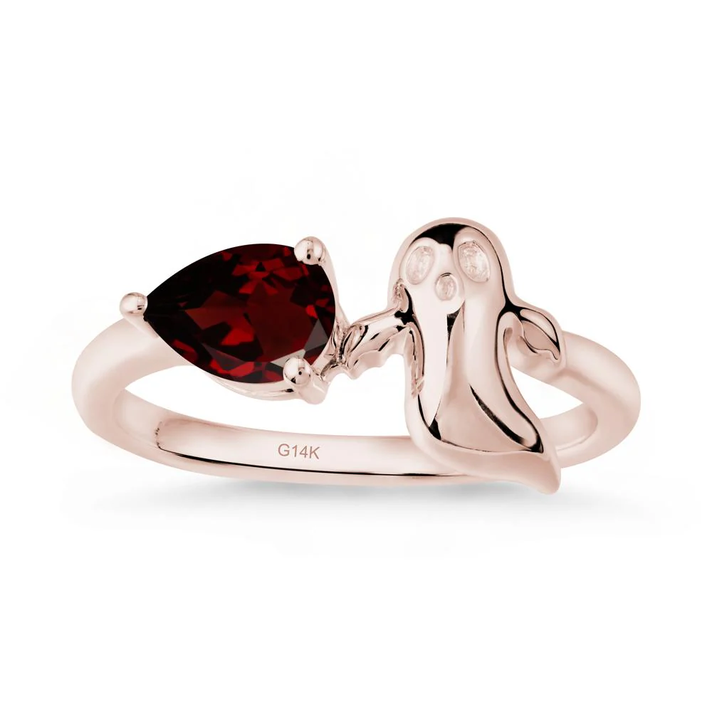 Pear Shapped Garnet Gothic Ring - Image 2