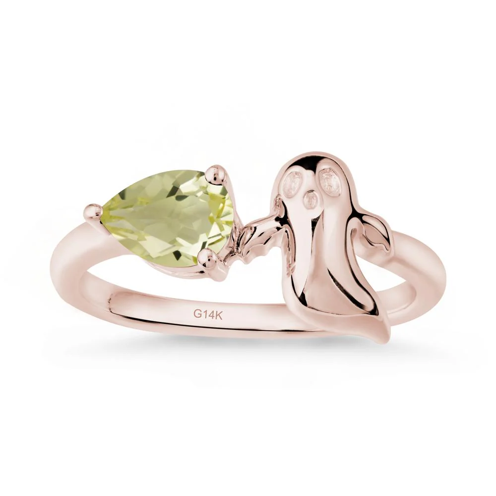 Pear Shapped Lemon Quartz Gothic Ring - Image 2