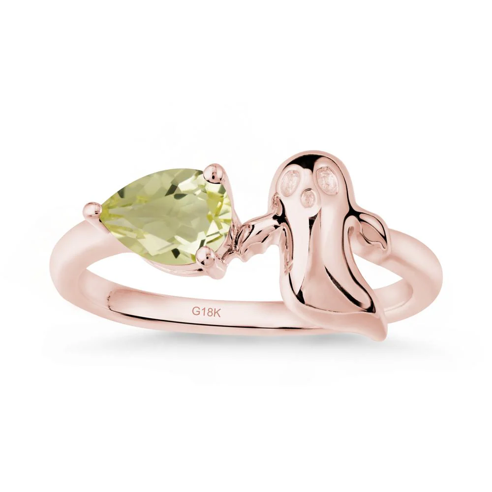 Pear Shapped Lemon Quartz Gothic Ring - Image 5