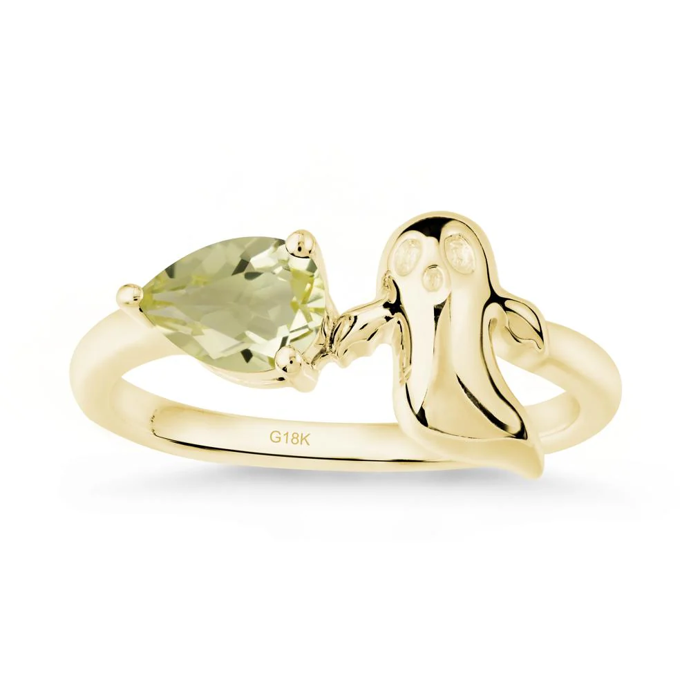Pear Shapped Lemon Quartz Gothic Ring - Image 7