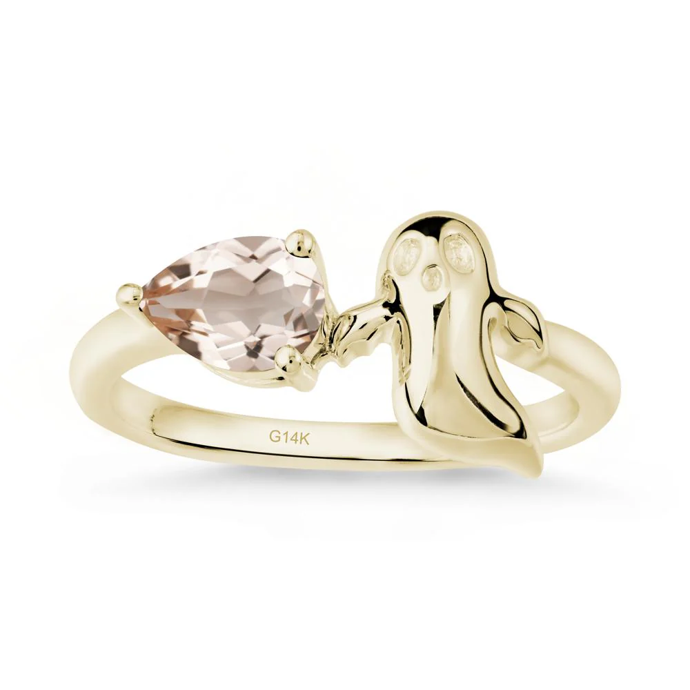 Pear Shapped Morganite Gothic Ring - Image 3