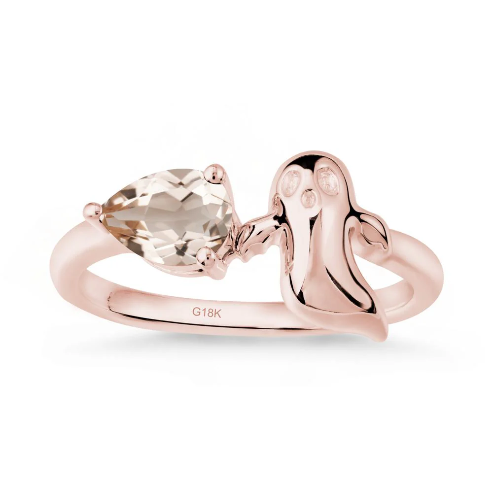 Pear Shapped Morganite Gothic Ring - Image 4