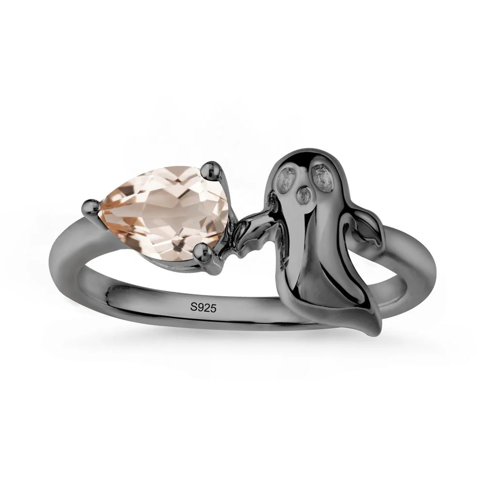 Pear Shapped Morganite Gothic Ring - Image 7
