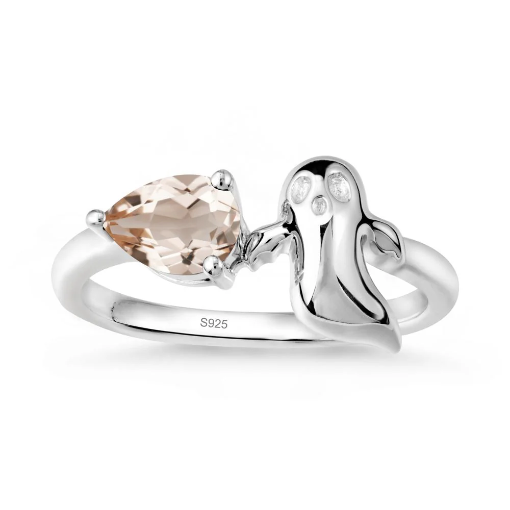 Pear Shapped Morganite Gothic Ring - Image 9