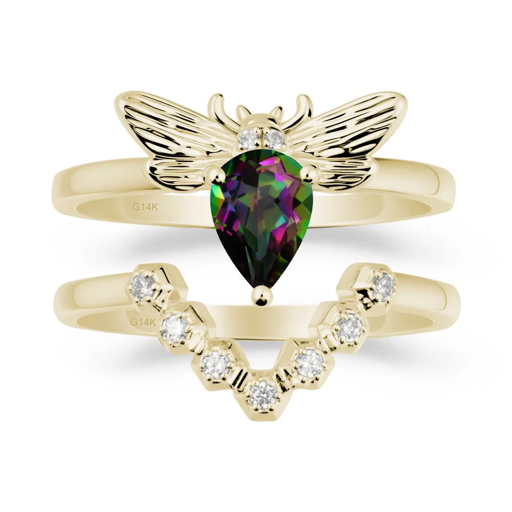 Pear Shapped Mystic Topaz Bee Ring Set - Image 3