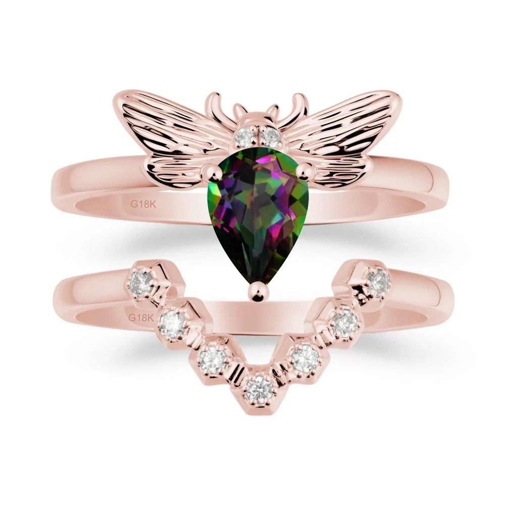 Pear Shapped Mystic Topaz Bee Ring Set - Image 4