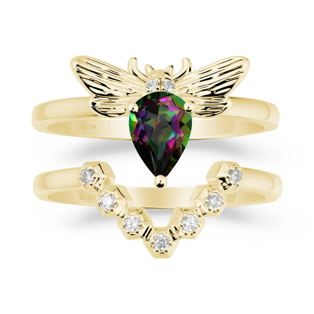 Pear Shapped Mystic Topaz Bee Ring Set - Image 6