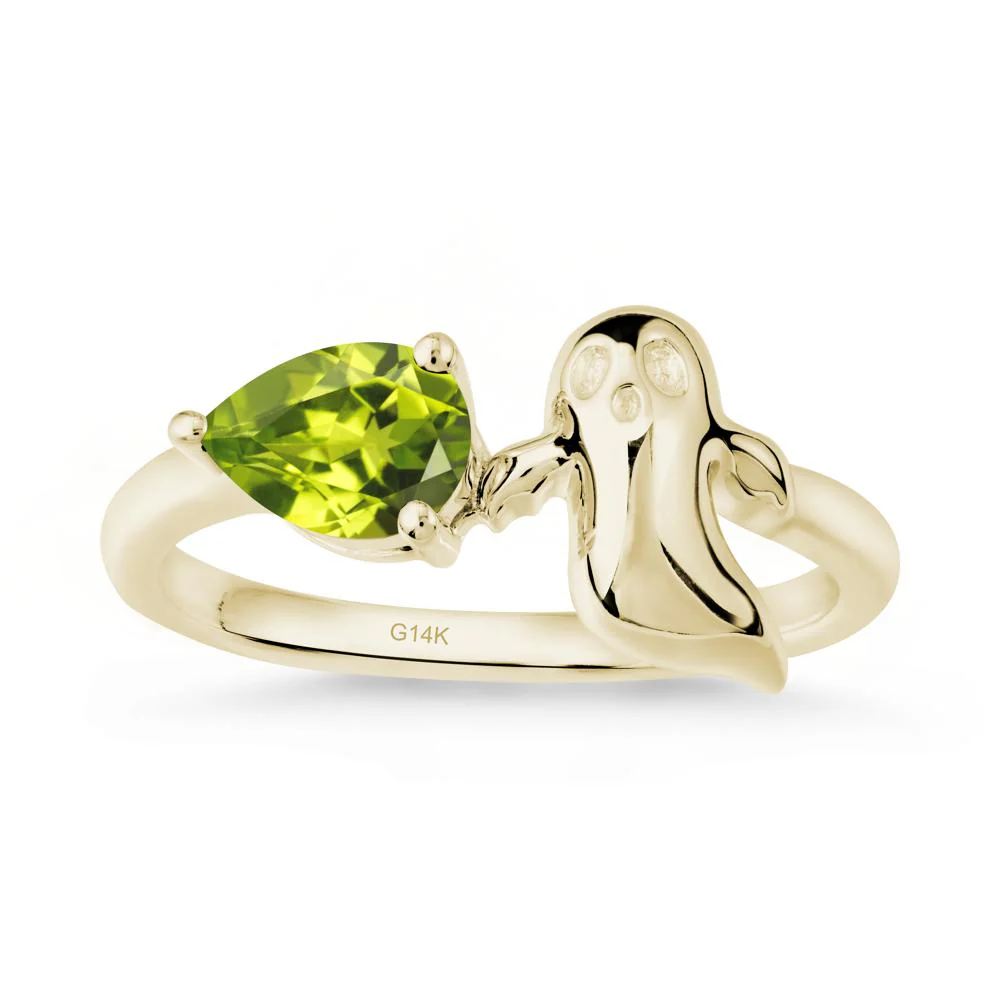 Pear Shapped Peridot Gothic Ring - Image 3