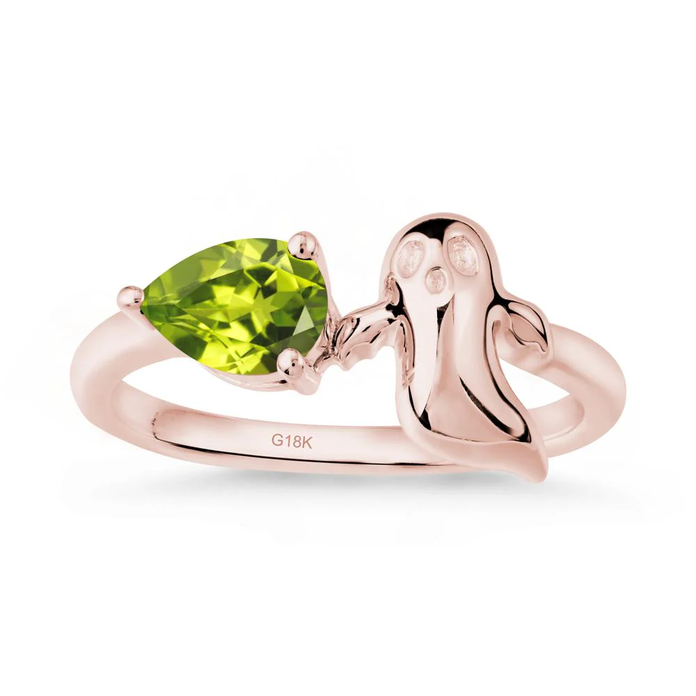 Pear Shapped Peridot Gothic Ring - Image 4