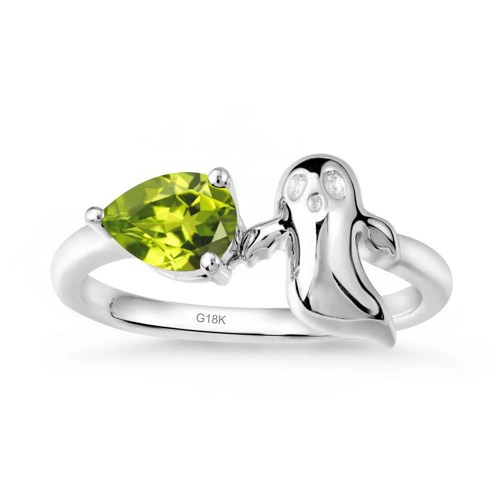 Pear Shapped Peridot Gothic Ring - Image 5