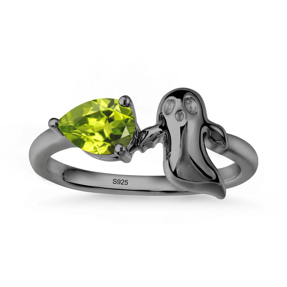 Pear Shapped Peridot Gothic Ring - Image 7