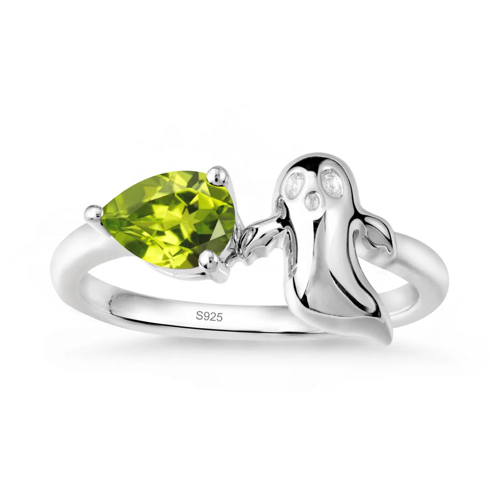 Pear Shapped Peridot Gothic Ring - Image 9
