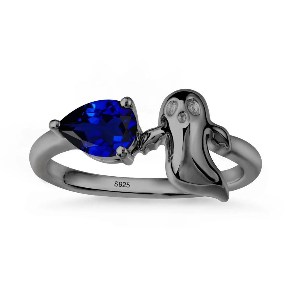 Pear Shapped Sapphire Gothic Ring - Image 7