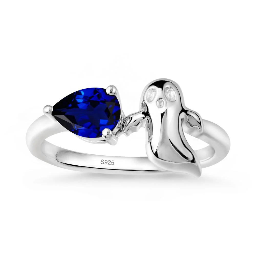 Pear Shapped Sapphire Gothic Ring - Image 9