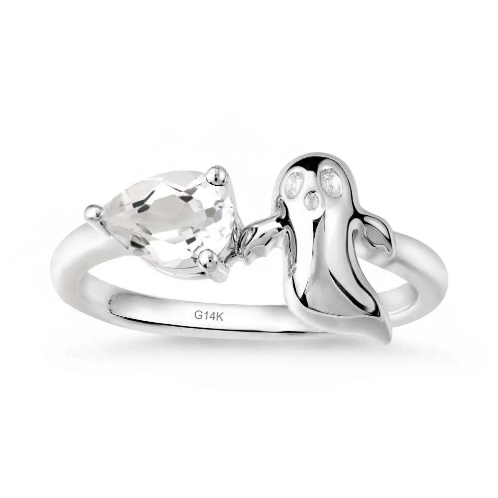 Pear Shapped White Topaz Gothic Ring