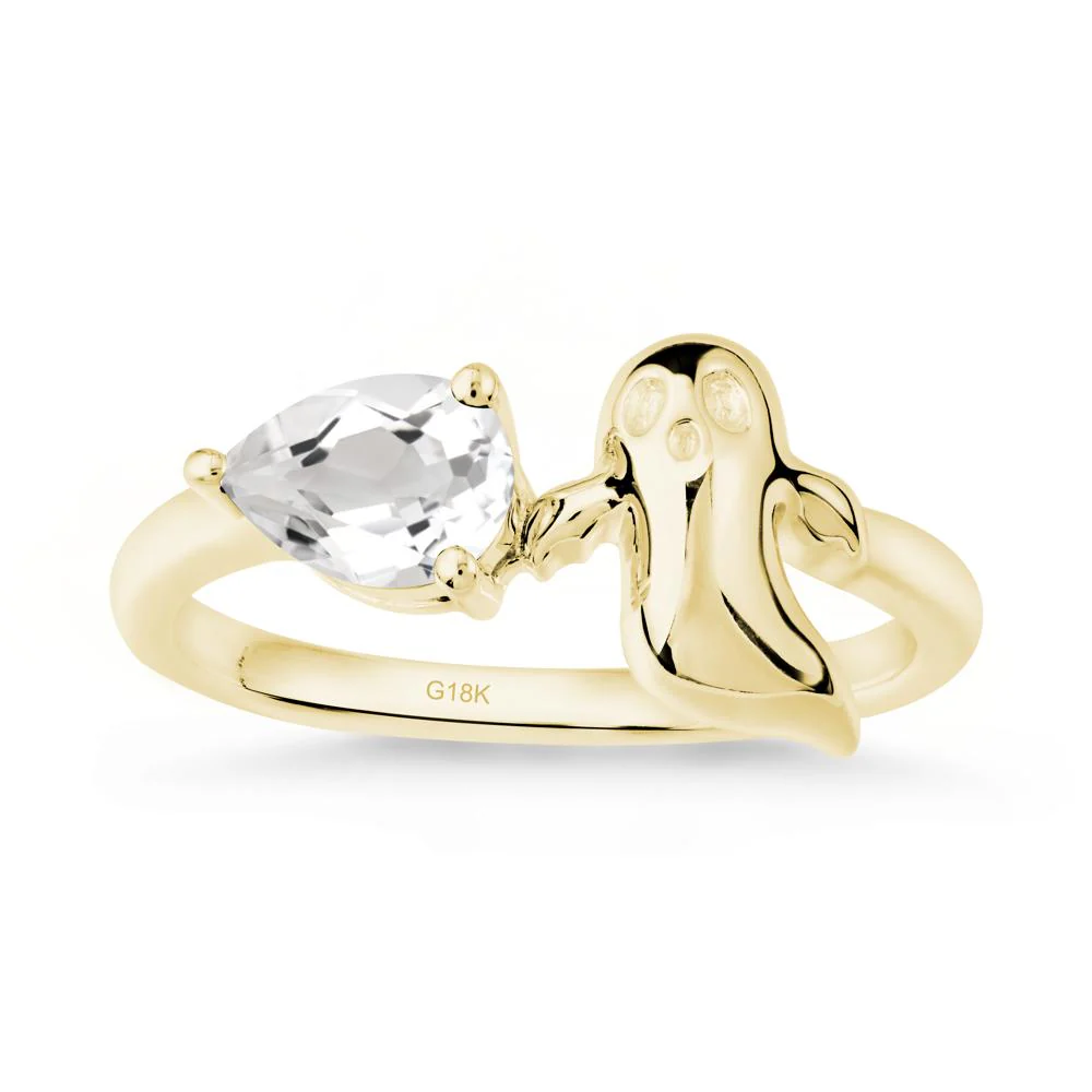 Pear Shapped White Topaz Gothic Ring - Image 6