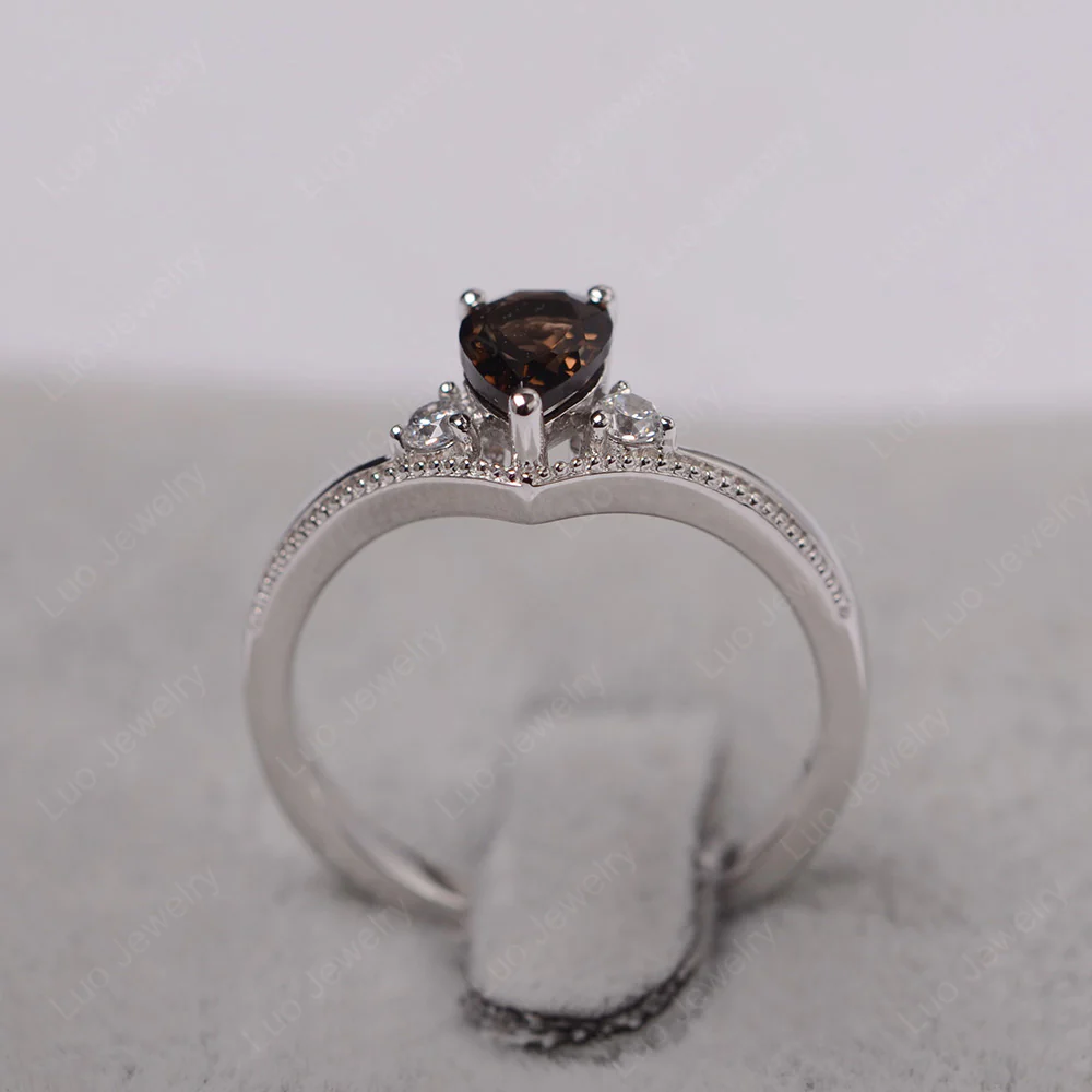 Pear Shaped Smoky Quartz Chevron Ring - Image 3