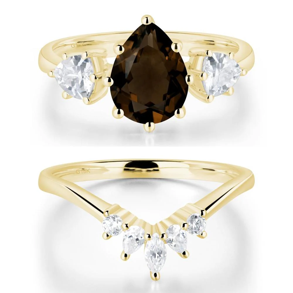 Pear Smoky Quartz Ring with Trillion Side Stone - Image 21