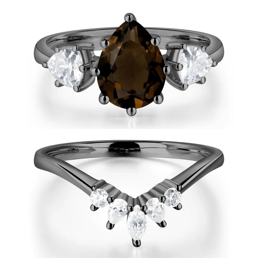 Pear Smoky Quartz Ring with Trillion Side Stone - Image 23