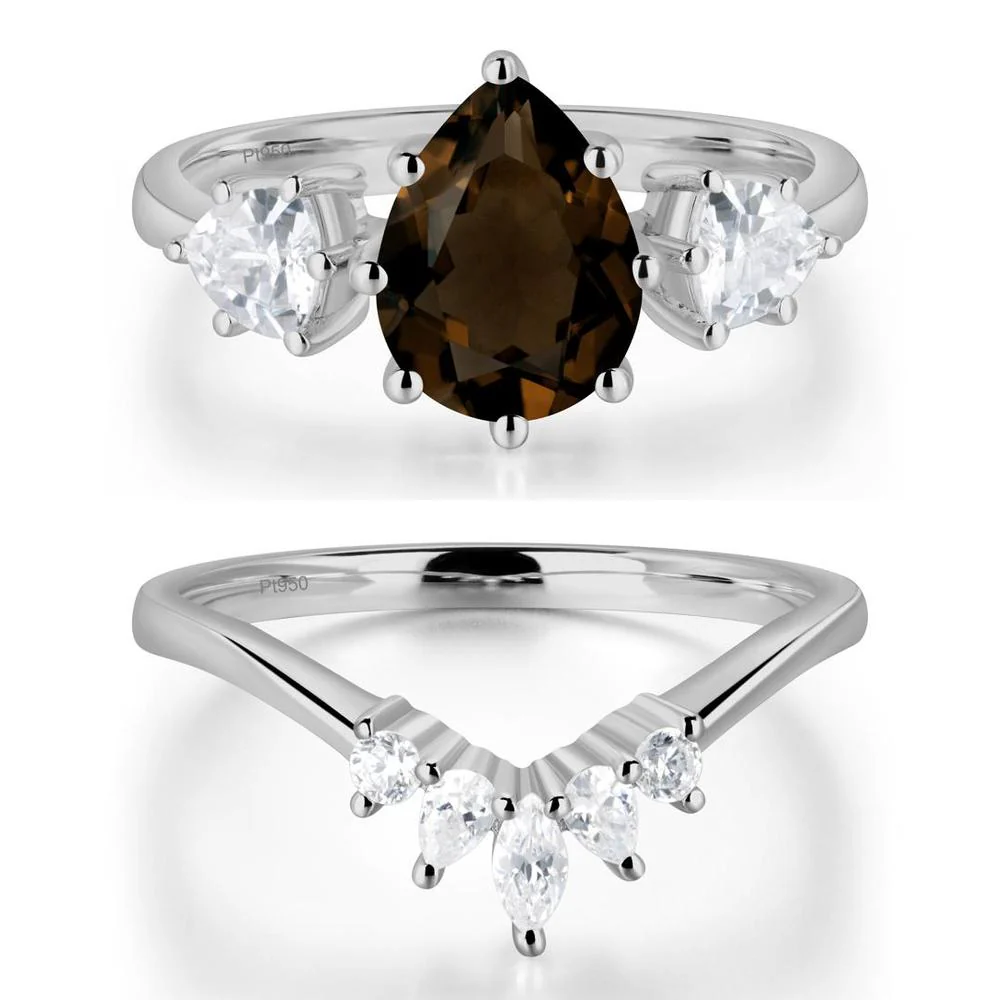 Pear Smoky Quartz Ring with Trillion Side Stone - Image 25