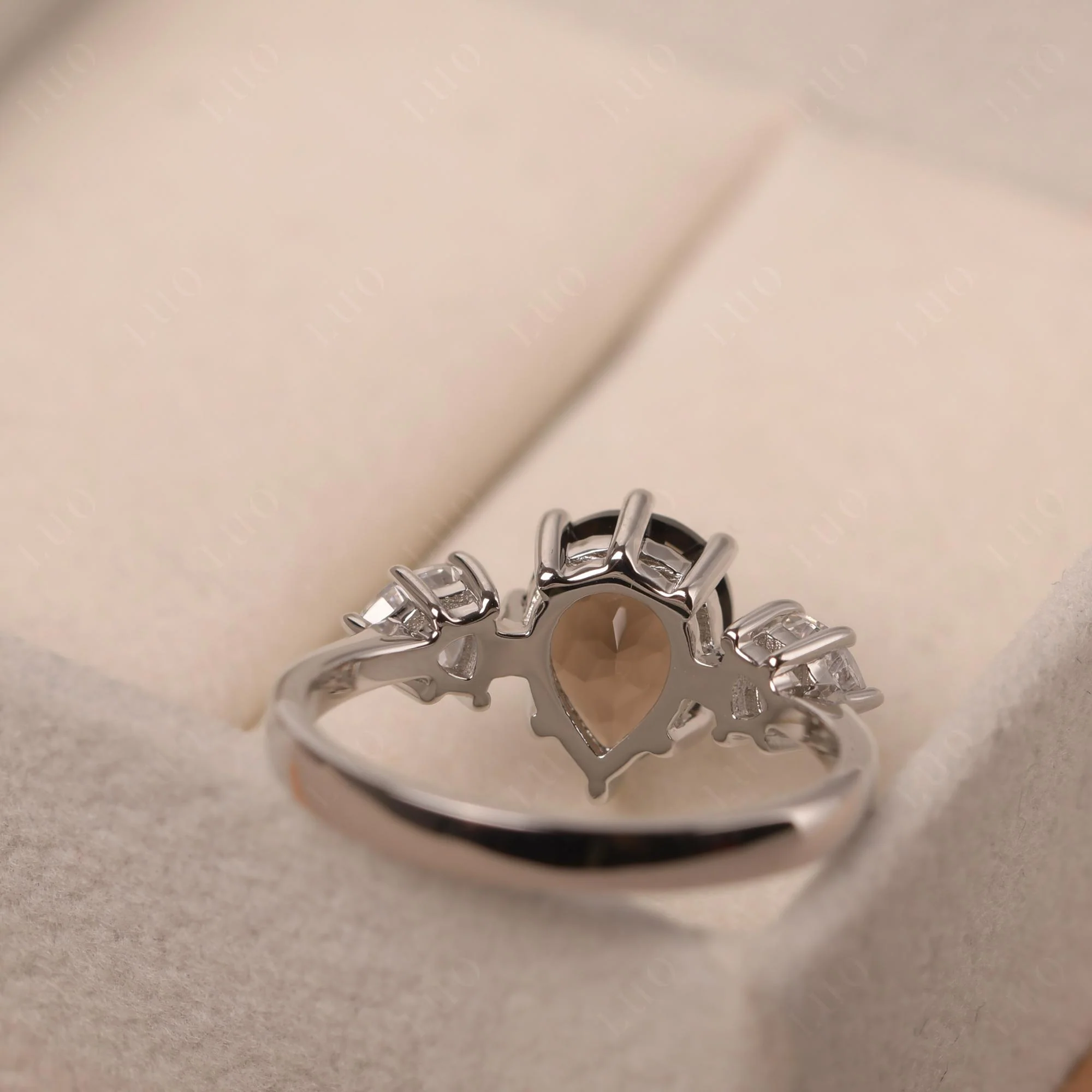 Pear Smoky Quartz Ring with Trillion Side Stone - Image 31
