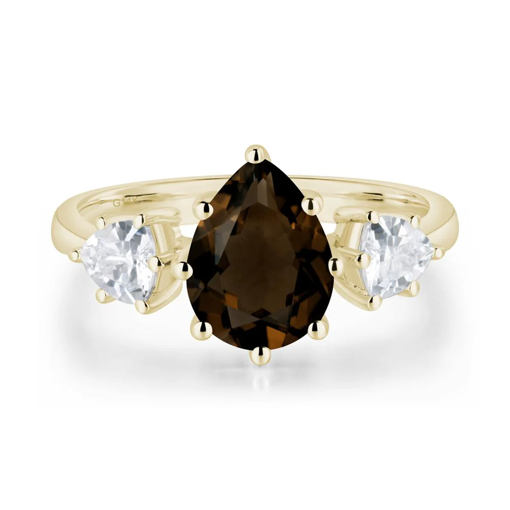 Pear Smoky Quartz Ring with Trillion Side Stone - Image 4