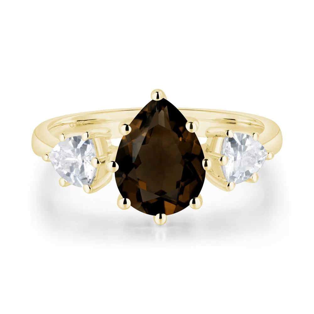 Pear Smoky Quartz Ring with Trillion Side Stone - Image 7
