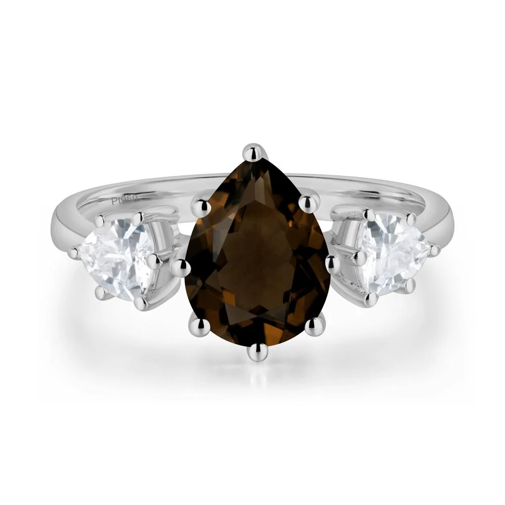 Pear Smoky Quartz Ring with Trillion Side Stone - Image 9
