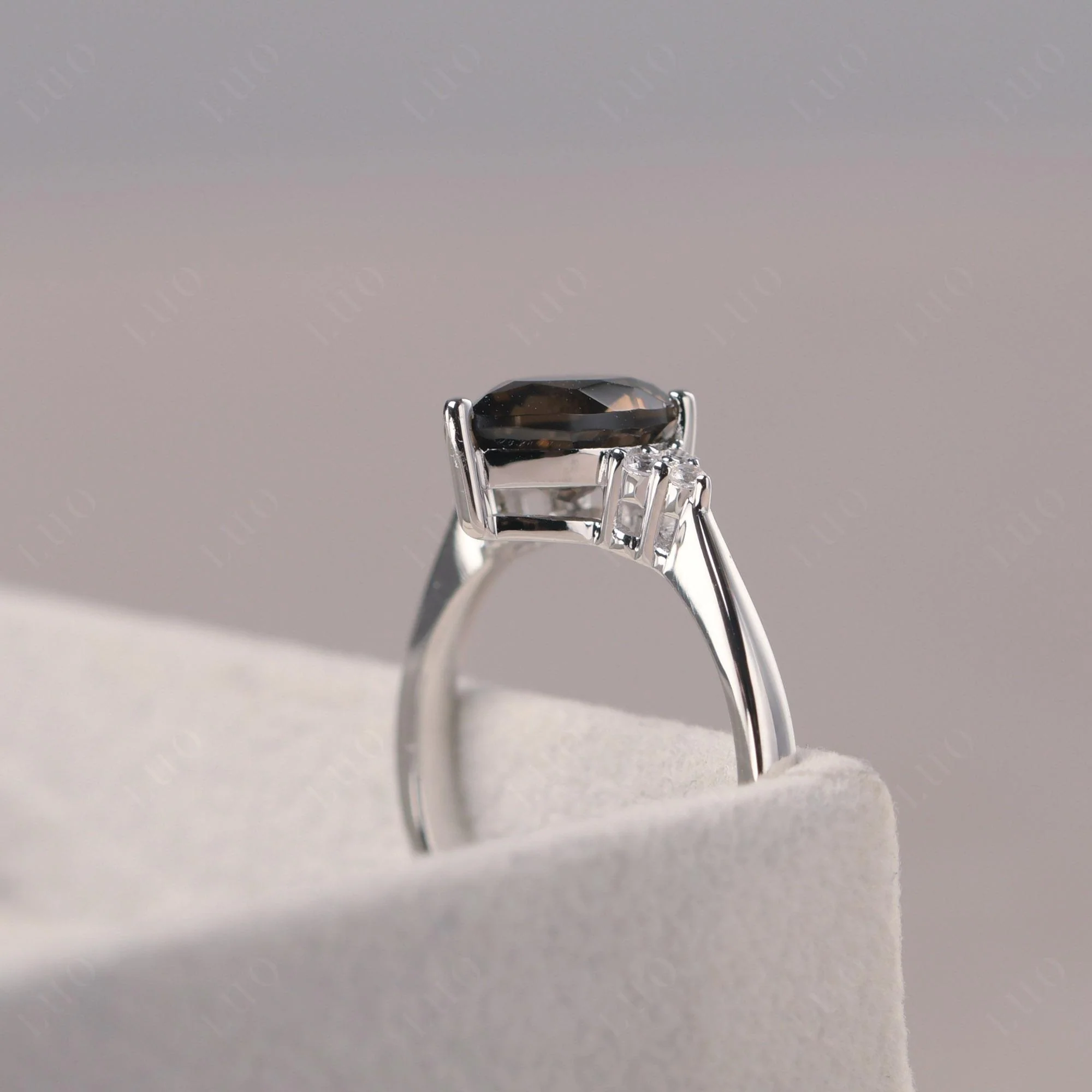 Pear Shaped Smoky Quartz Promise Ring - Image 4