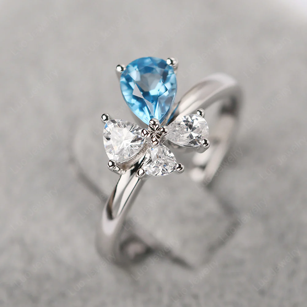 Swiss Blue Topaz 4 Stone Ring - Image 2