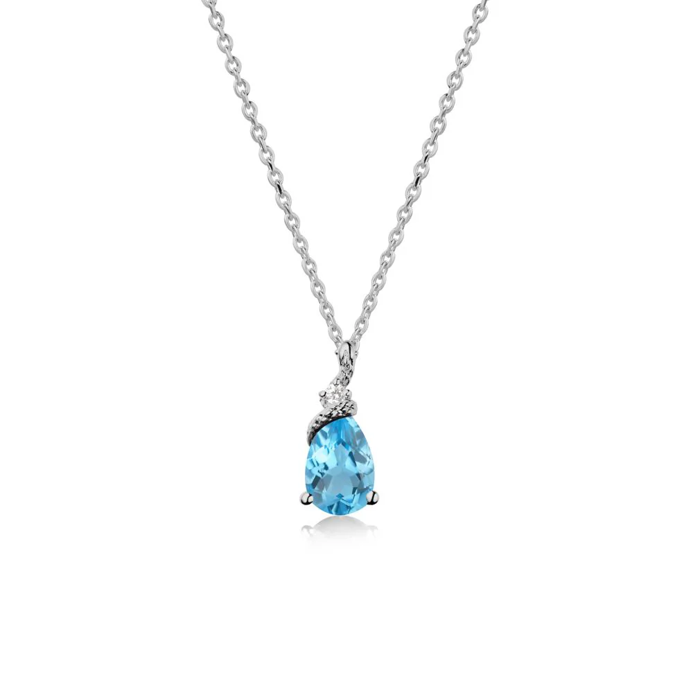 Pear Swiss Blue Topaz Serpent Necklace - Image 8